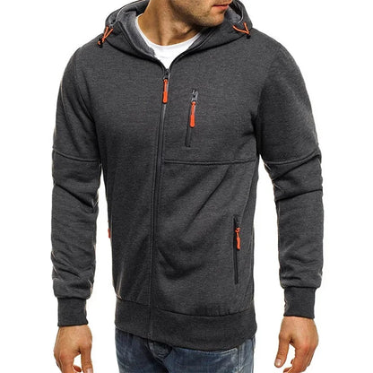Men's Hoodies Long Sleeve Sweatshirt Zipper Design Hooded Sweatshirt for Men Clothing Sportswear Slim Fit Casual Jacket.