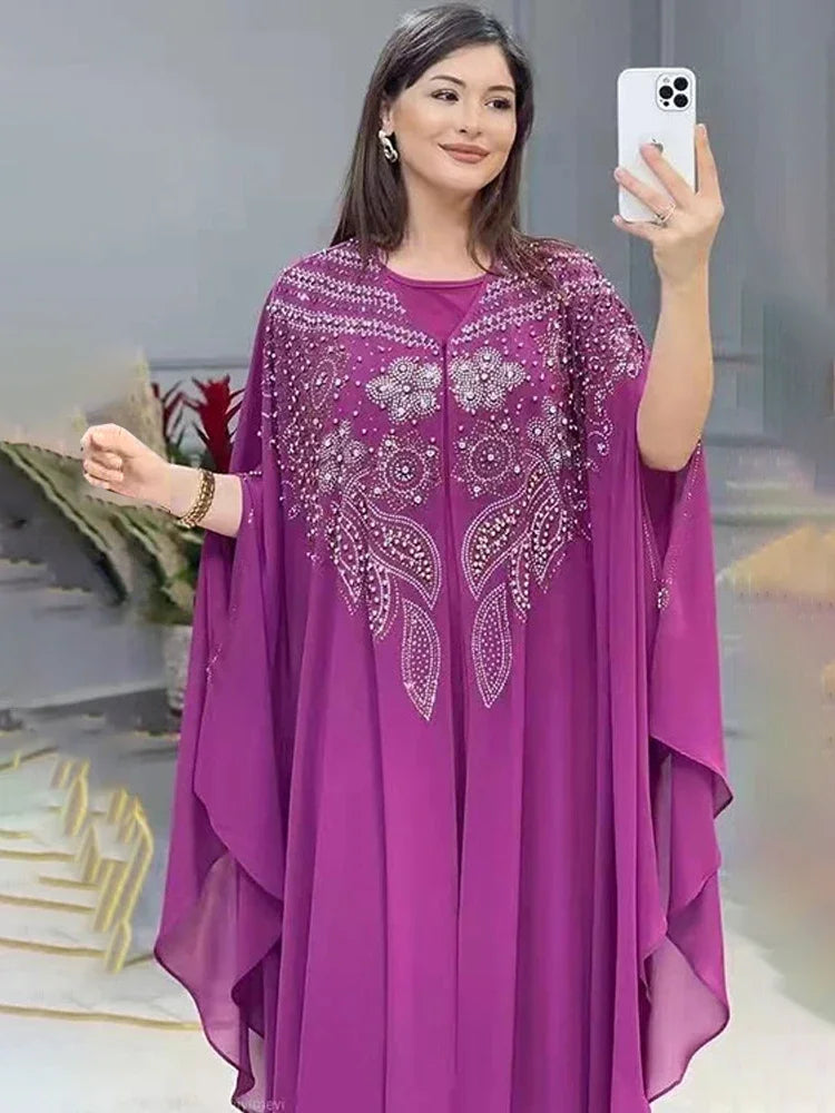 Abayas Für Frauen Dubai Luxus 2024 Chiffon Boubou Muslimischen Mode Kleid Kaftan Marocain Hochzeit Party Anlässe Djellaba Frauen.