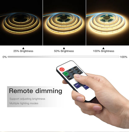 5 V COB-LED-Streifen, hohe Dichte, RA90, 320 LEDs, warm, Natur, kühles Weiß, flexibles Band, lineares Licht, RF-Fernbedienung, dimmbar, USB-LED-Fernseher.