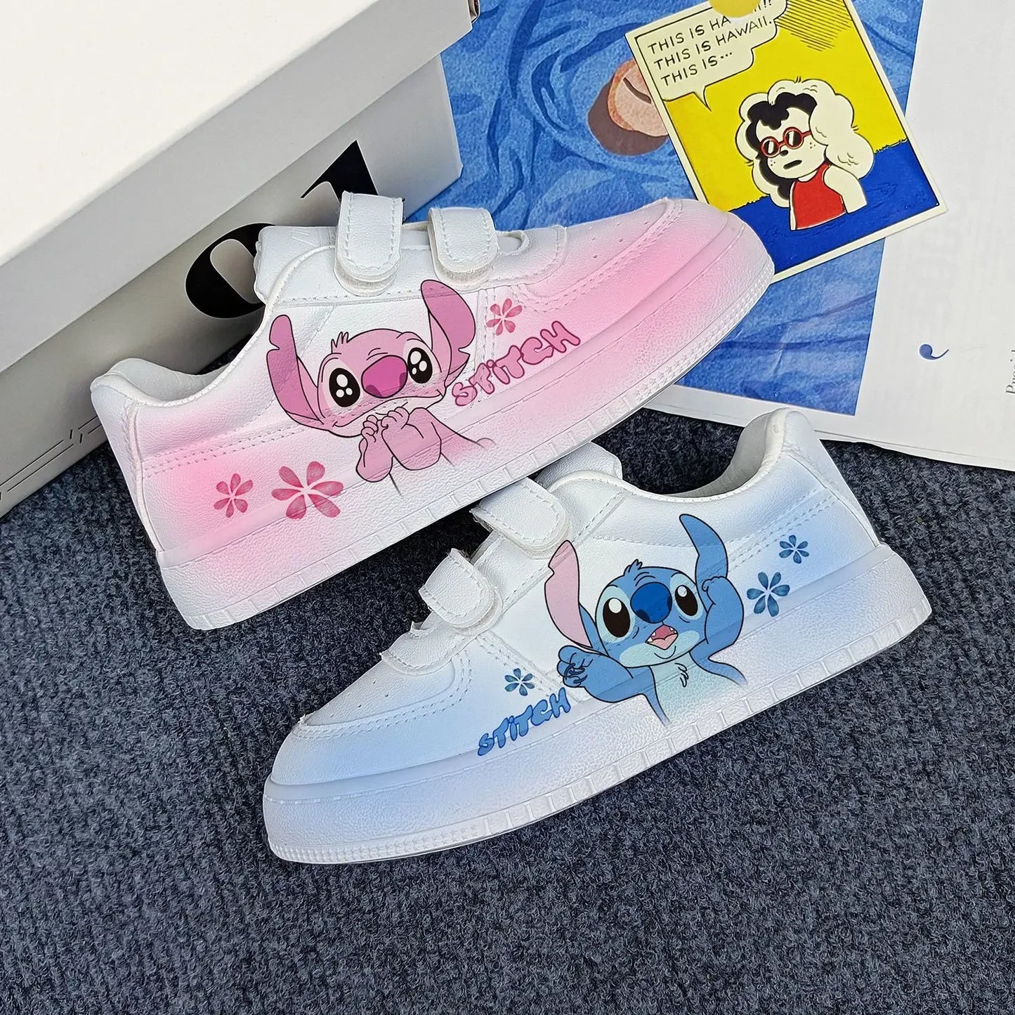 Disney kids cartoon Stitch princess cute Casual shoes non-slip soft bottom sports shoes for child gift.