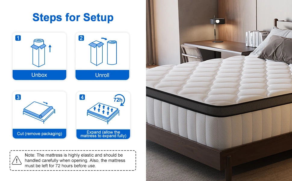 AUTHMIC Matratze – Taschenfederung, 7-Zonen-adaptive Unterstützung, 25 cm dick, atmungsaktiv und hautfreundlich, mittelfestes Gefühl, ruhiger Schlaf