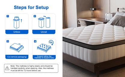 AUTHMIC Matratze – Taschenfederung, 7-Zonen-adaptive Unterstützung, 25 cm dick, atmungsaktiv und hautfreundlich, mittelfestes Gefühl, ruhiger Schlaf