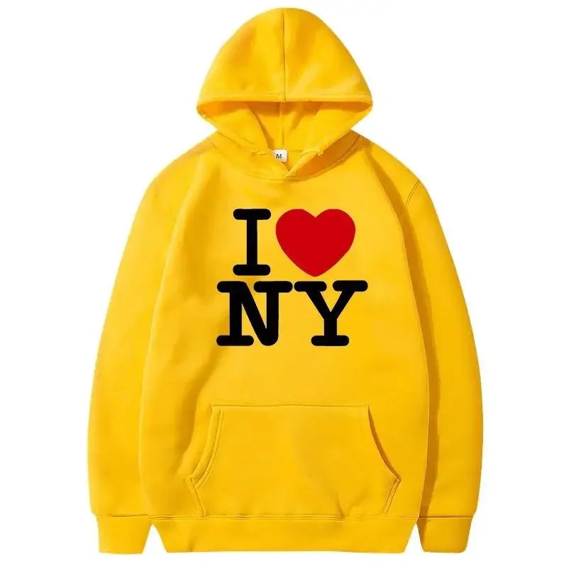 I Love New York Pritned Hoodies Women's Fashion Casual Hooded Pullover Street Hip Hop Clothing