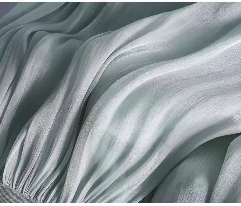 2025 Spring/Summer New Luster  A-line Women Skirt Solid Color High Waist French Paris Style Elegant Asymmetrical Skirt.