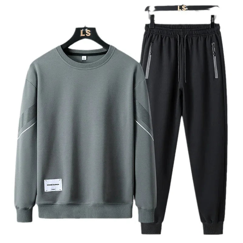 Spring Autumn Men's Casual Sports Suit Round Neck Sweatshirt Long Sleeves Pants One Whole Set Clothing Fashion.