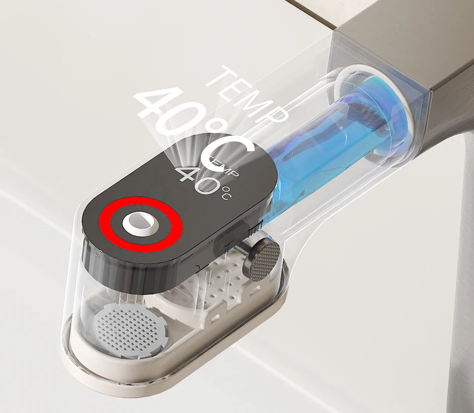 VGX Purified Bathroom Faucets Pull Out Water Filter Tap White Basin Mixer Sink Faucet Gourmet LED Display Brass Tapware Crane