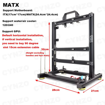 Open Computer Case Frame DIY Creative Rack Mini ITX MATX Gamer Cabinet ATX Air/Water Cooler 360 Desktop PC Gaming Chassis