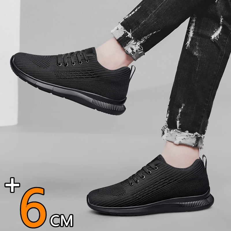 Men Big Size 37-47 Breathable Mesh Elevator Sport Shoes Soft Comfortable 6cm Hidden Heels Height Increasing Sneakes Lift Casual.