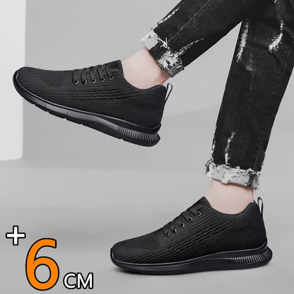 Men Big Size 37-47 Breathable Mesh Elevator Sport Shoes Soft Comfortable 6cm Hidden Heels Height Increasing Sneakes Lift Casual.