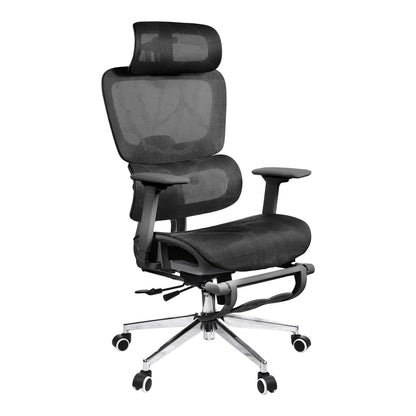 Ergonomischer Stuhl mit Fußstütze, bequemer drehbarer Schreibtischstuhl für zu Hause, Computer-Gaming-Stuhl mit 3D-verstellbarer Armlehne, Rollen für Zuhause