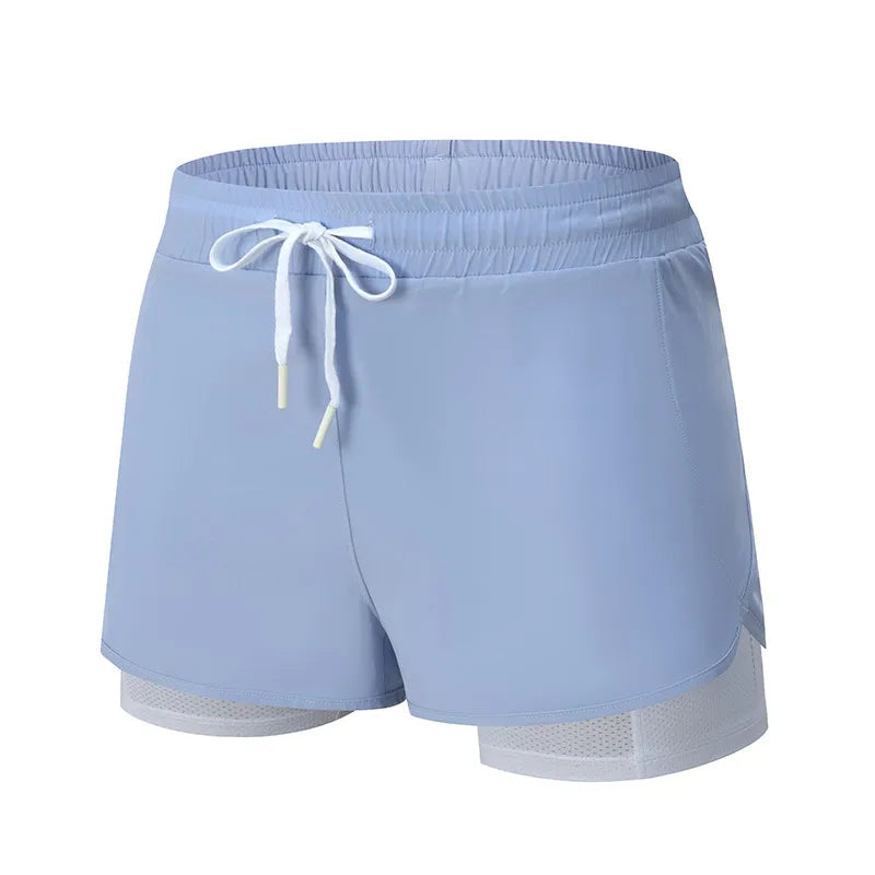 Women Shorts Mesh Outdoors Sports Running Gym Yoga Shorts Bilayer Mesh Yoga Sports Shorts Female Sports Running Gym Yoga Shorts.