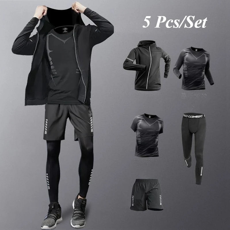 Fashion Breathable Running Sports Suit Men's Fitness Clothes All-Seasons Professional Morning Running Clothes Quick Dry Training