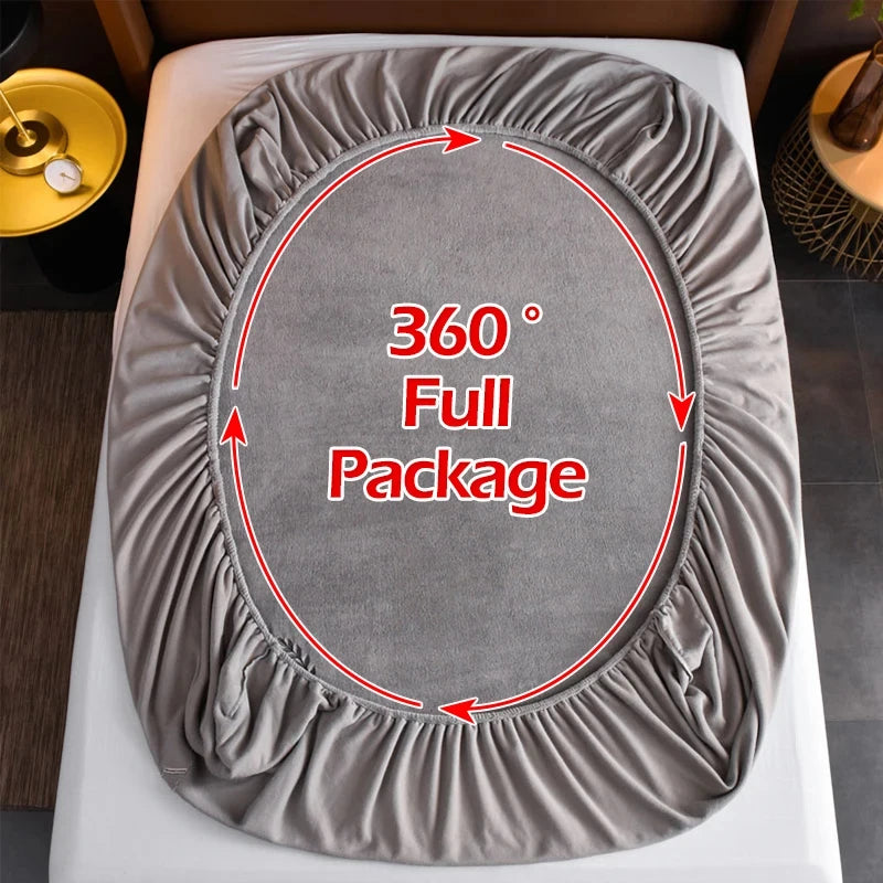 Thickened Velvet Mattress Cover High-quality Solid Color Bedspread Latex Mattress Elastic Soft Mattress Covers 160/180/200x200cm.