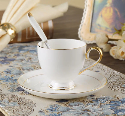 China Coffee Set White Gold Porcelain Tea Advanced Pot Cup Ceramic Mug Sugar Bowl Creamer Teapot Milk Jug Teaset.