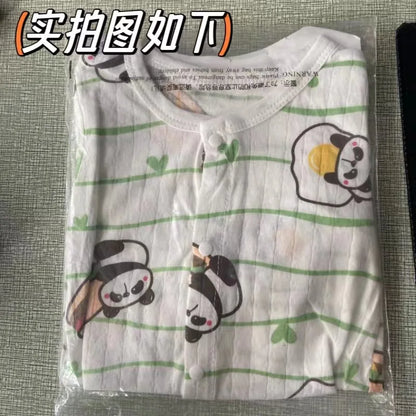 Baby-Overall, 100 % Baumwolle, langärmelig, Krabbelanzug, dünne Nachtwäsche, Sommer, neu, kurzärmelig, Khai für Jungen und Mädchen