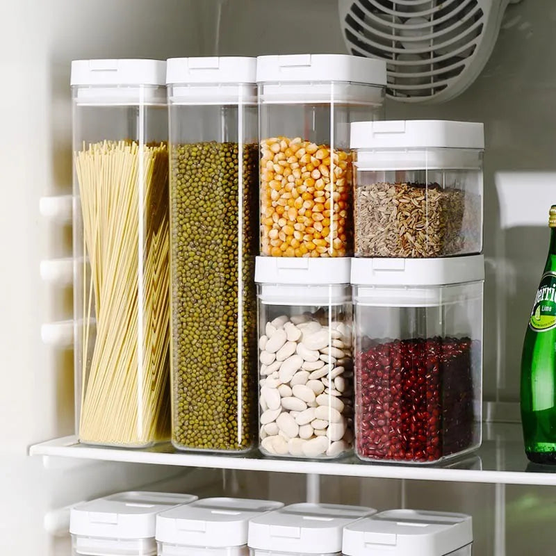 Sealed Plastic Food Storage Box Cereal Candy Dried Jars with Lid Fridge StorageTank Containers Household Items Kitchen Organizer.