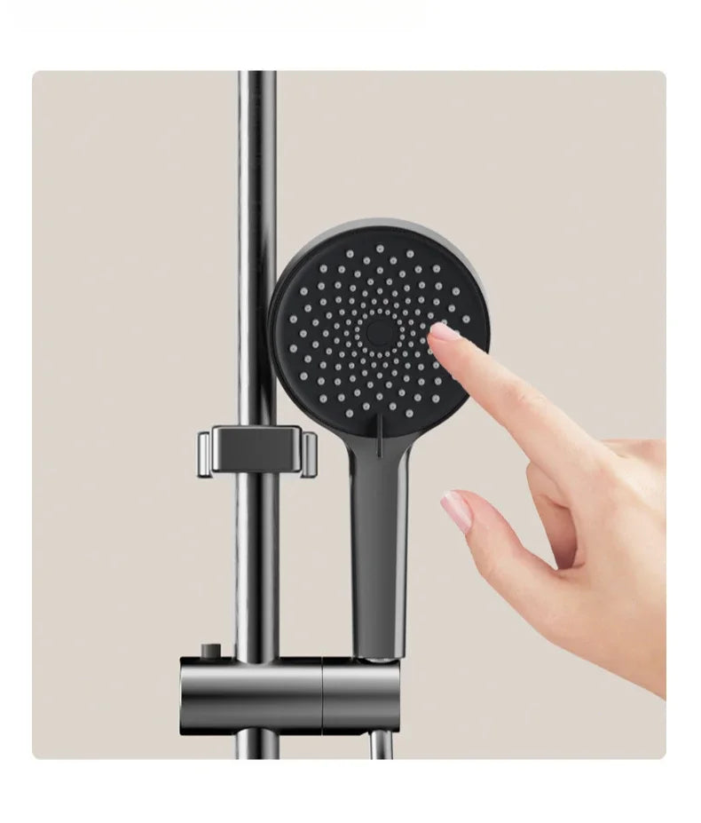 Four Ways Water Outlet Shower System Smart Digital Bathroom Shower Faucet Set Temperature Display Rainlfall Sunflower Shower Set