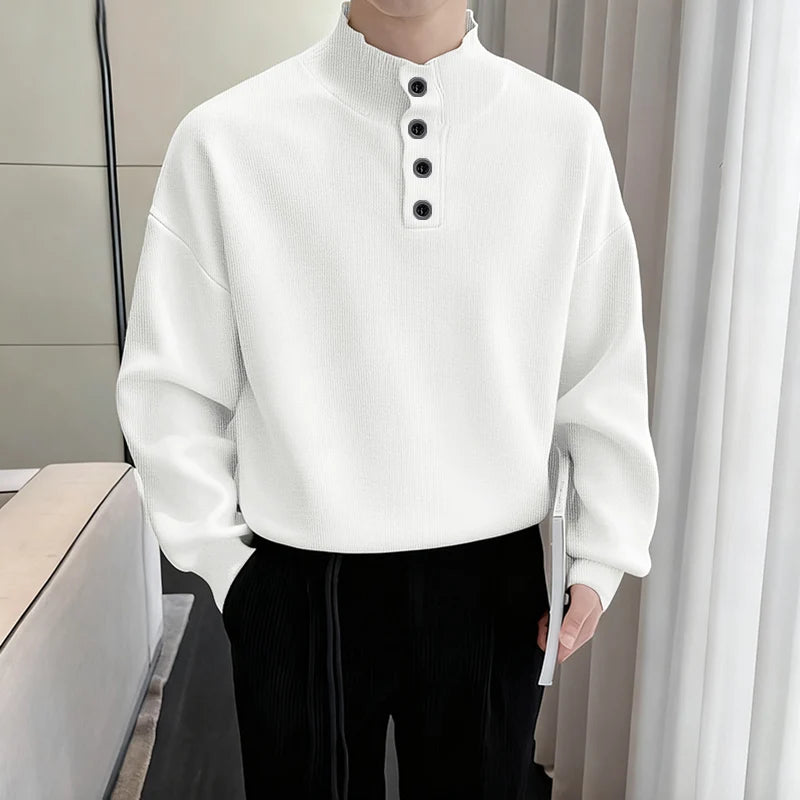 INCERUN Men Pullovers Solid Color Knitted Turtleneck Long Sleeve Male Sweaters Streetwear Knitted Fashion Casual Men Clothing.