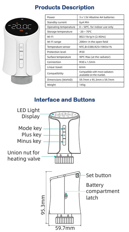 Smart Tuya WiFi/Zigbee TRV Thermostatic Head Radiator Valve Actuator Home Remote Temperature Controller Alexa Google Home Alice.