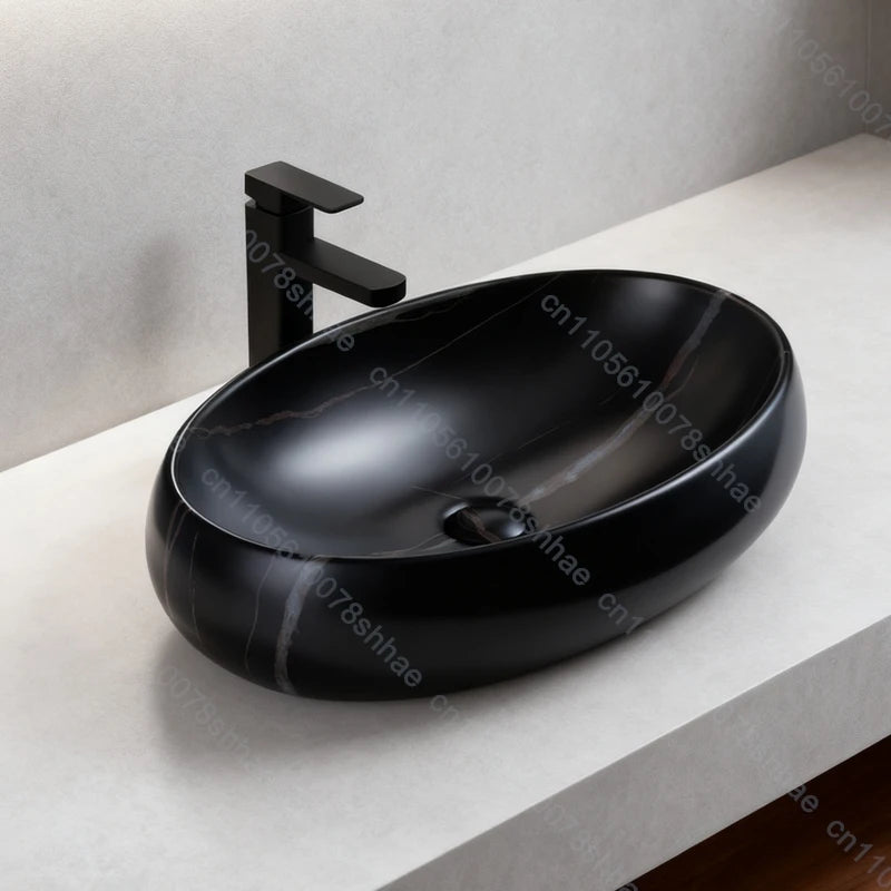 Luxuriöses Vintage-Keramikgefäßwaschbecken für Badezimmer, Waschtisch, Kunstbecken über der Theke, Waschbecken mit Abflusszubehör, Arbeitsplatte