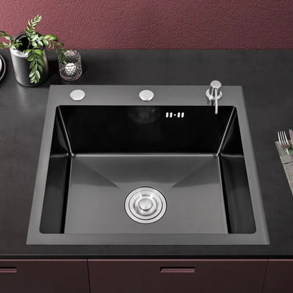 Küchenspüle, integrierte Spüle aus Edelstahl, 50 x 45 cm, Wasserhahn, Küchenspüle mit Seifenspender und Abtropfbrett, Gartenspüle