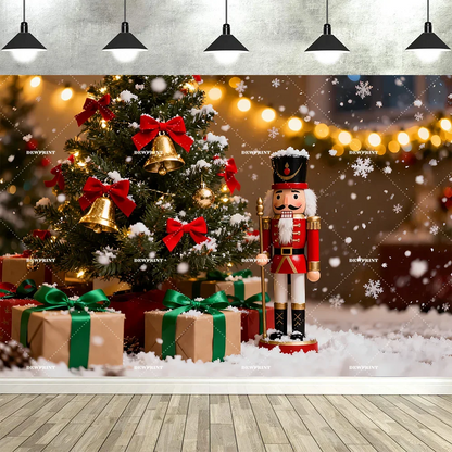 Tauabdruck Weihnachten Nussknacker Dekorationen Hintergrund Banner Hintergrund Schneemann Geschenk Weihnachtsbaum Glocke Wandbehang Party Supplie Prop