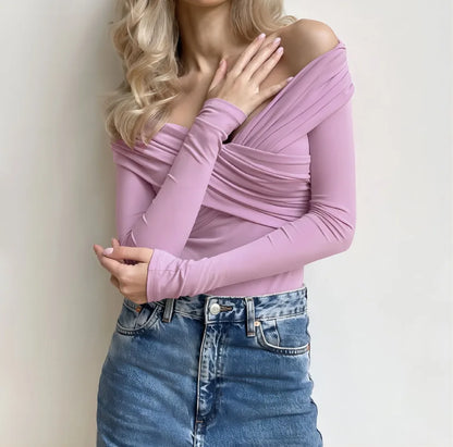 New Summer One Shoulder Jumpsuit Women‘s Bodysuit Long Sleeve Bodycon Tops Sexy Off Shoulder Skinny T-Shirts Playsuits for Women