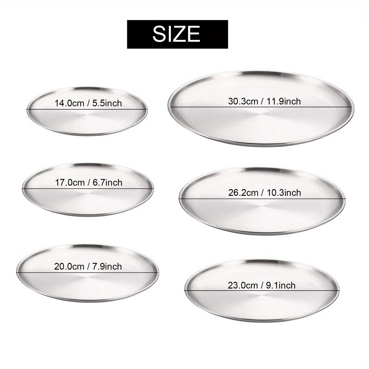 6Pcs High Quality Stainless Steel Bone Spitting Dish Silver Colors Shallow Tray Metal Dining Disc Fruit Meat Round Plate.