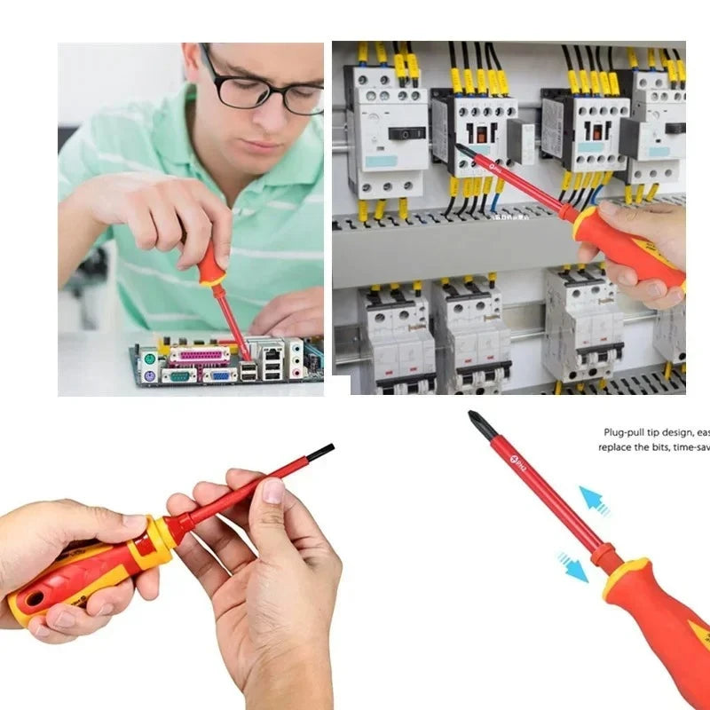 Magnetischer Schraubendreher-Satz Phillips Schlitz Torx Professional 1000 V isolierter CRV Elektriker Schraubendreher Bit Reparaturwerkzeuge