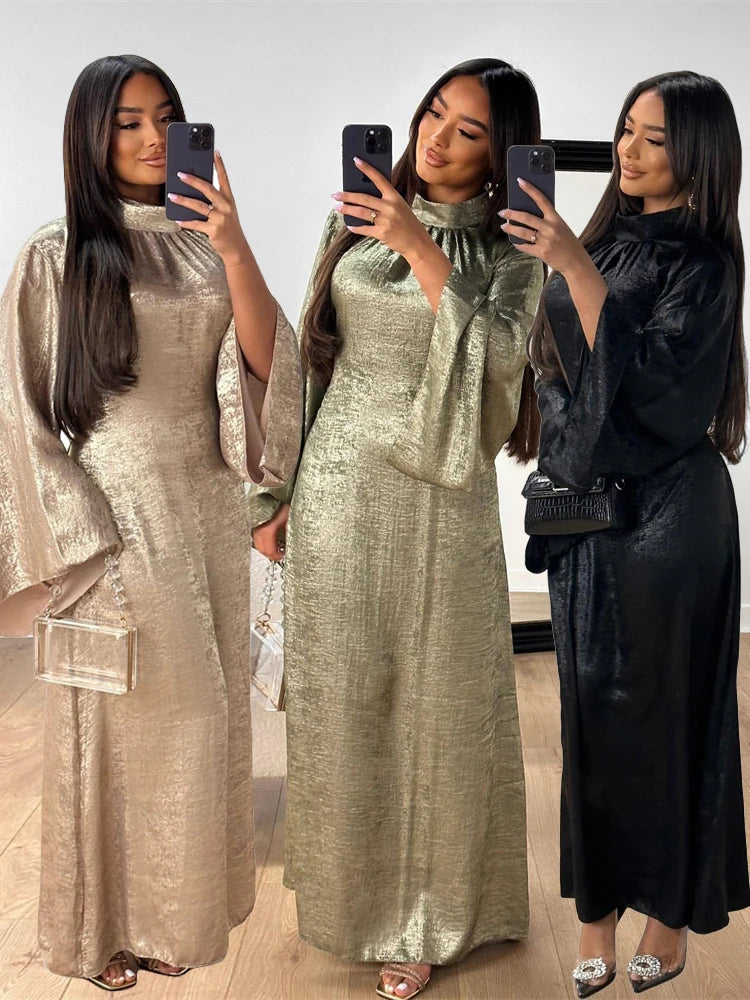 Fashion Satin Abaya Dubai Luxury 2024 Muslim Kaftan Dress Abayas For Women Kebaya Caftan Marocain Robe Femme Musulmane Vestidos.