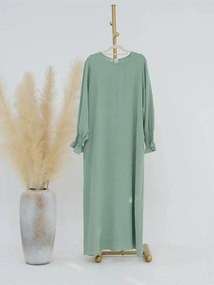 Eid Jersey Solid Modest Under Abaya Dubai 2024 Palestine Women Islamic Clothing Muslim Kaftan Inner Dresses Robe Femme Musulmane