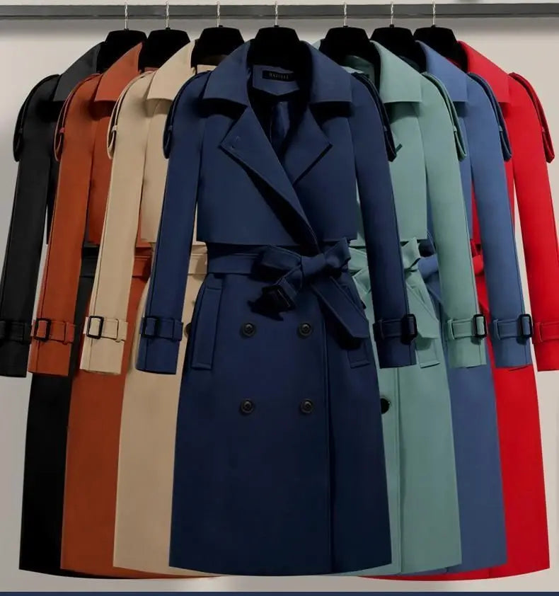 Lässige Langarm-Oberbekleidung, Trenchcoat für Damen, 2024, Herbst-Winter-Mode, Schnürung, lang, neu in Mänteln und Jacken, elegant.