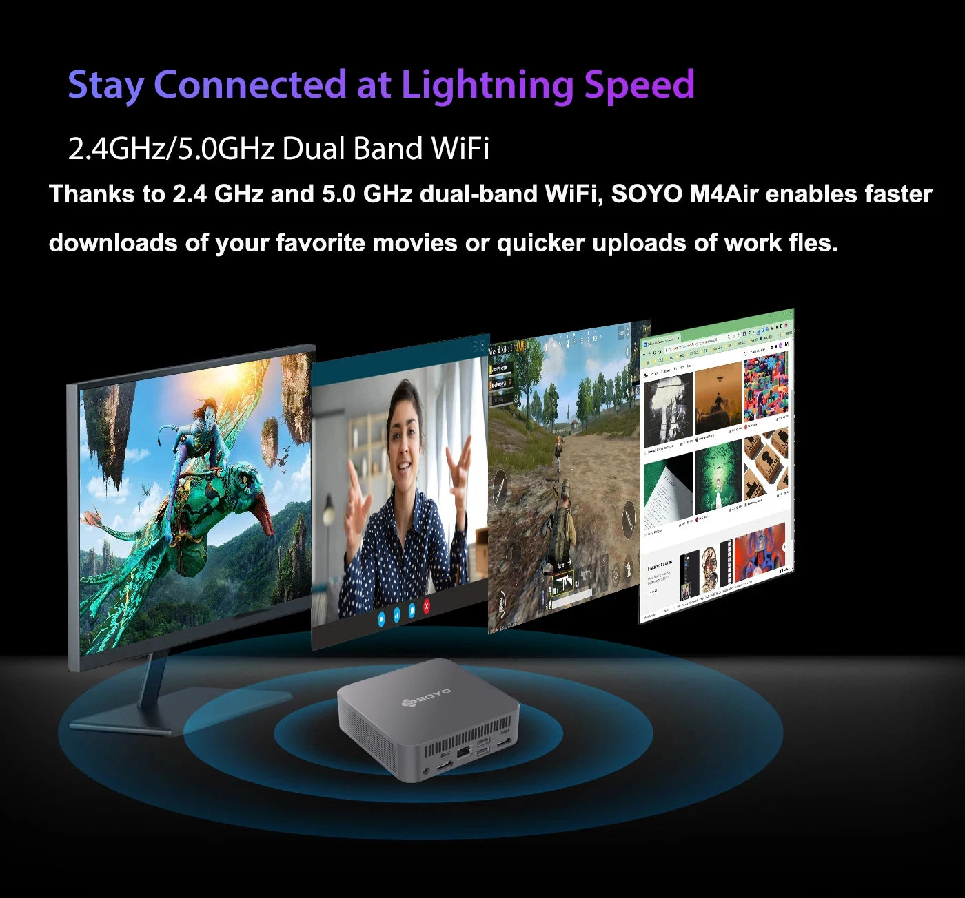 Mini PC SOYO M4 Air Intel Alder Lake N95 MiniPC Computer PC Win11 Pro Mini PC DDR4 16GB RAM 512GB ROM WiFi5 BT5.0 Desktop