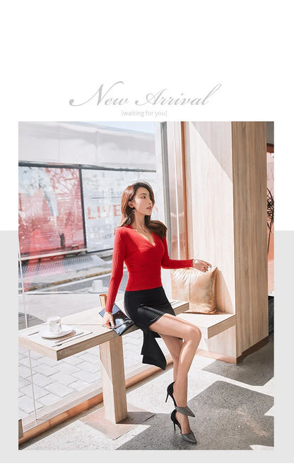 Kurze Grundlegende Pullover Frauen 2023 Sexy Tiefem V-ausschnitt Pullover frauen Pullover Schlank Bodenbildung Pullover Weibliche Elastische Baumwolle Tops.