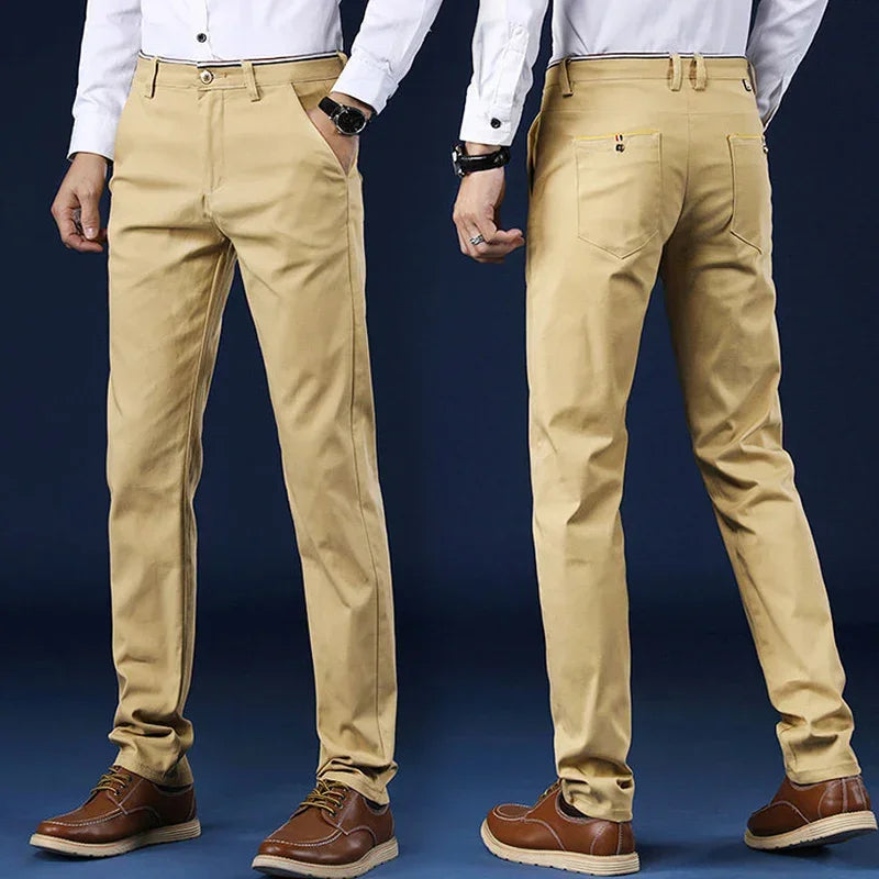 Classic Style Men Spring Summer Thin Casual Pants Fashion Business Cotton Solid Color Office Trousers High Quality Men Trousers.
