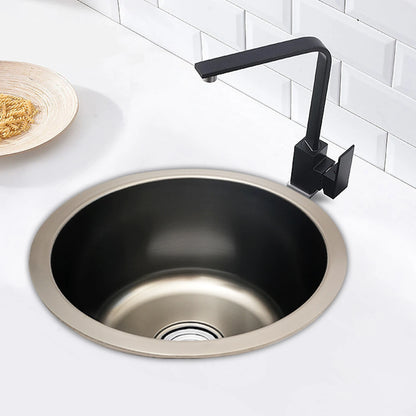 Rundes Einzelwaschbecken aus 201 Edelstahl, 7,09 Zoll, tiefes Nano-Beschichtungsspülbecken, 14,2 x 7,09 Zoll, U-förmiges geruchshemmendes Spülbecken für die Küche