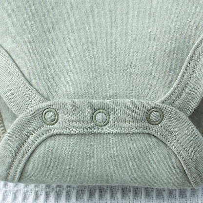 3-teiliges Sommer-Baby-Body, dreiteiliges Set mit Cartoon-Dinosaurier-Muster und Streifenmuster, Knopf-Design für Jungen im Alter von 0–9 Monaten.