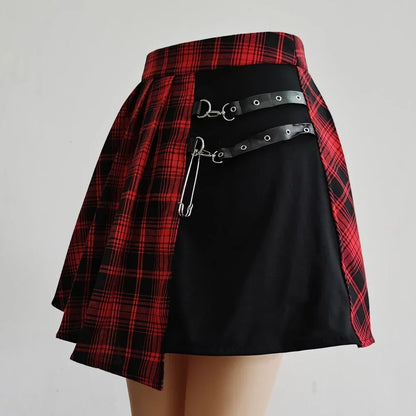 2024 New Fashion Female Women Mini Skirts Casual Basic Fashion All Match Plaid Vintage Irregular High Waist College Wind skirt.