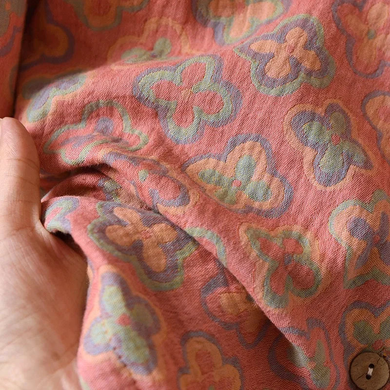 100% Cotton Crepe Homeclothes 2023 Autumn/Winter Women's Pajamas Suit Long-Sleeved Trousers 2-piece Yarn-Dyed Jacquard Pajamas.