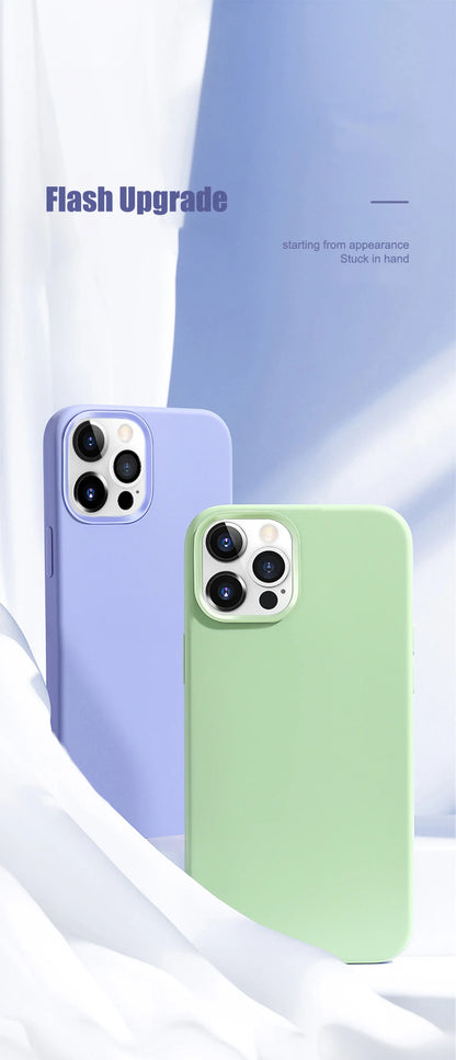 Luxury Liquid Silicone Phone Case for APPLE iPhone 11 13 12 14 15 16 Pro Max Cases for iPhone 15 Plus Shockproof Protector Cover.