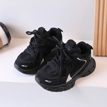 Kids Casual Running Shoes with Thick Soles Boys Girls Fashion Versatile Sports Shoes 2024 New Children Mesh Breathable Sneakers