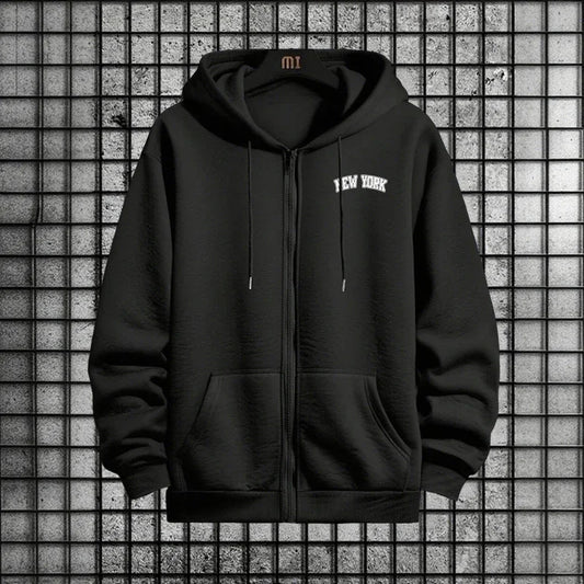 2025 Street Style Men Tracksuit Set 2pcs Zipper Hoodie Sweatpants Urban Streetwear Outfit Autumn Winter City Vibes Sportswear.