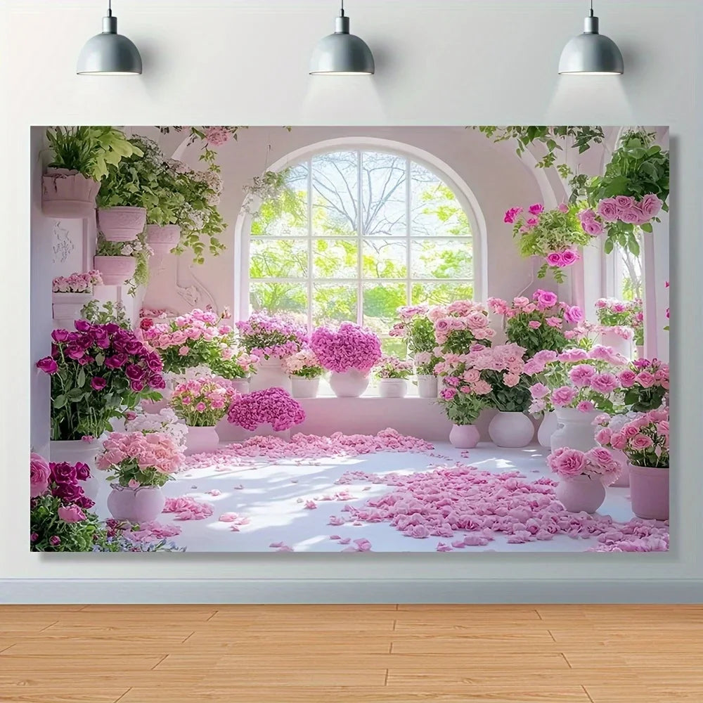 3D Effect Floral Wall Tapestry-pink Flower and Plant Design Multifunctional Room Living Room Decorative Tapestry.