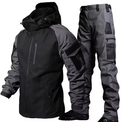 Tactical Waterproof Sets Men Wear Resistant Combat Training Suit Outdoor Multi-pocket Uniform Airsoft Camping Hiking Tracksuit.