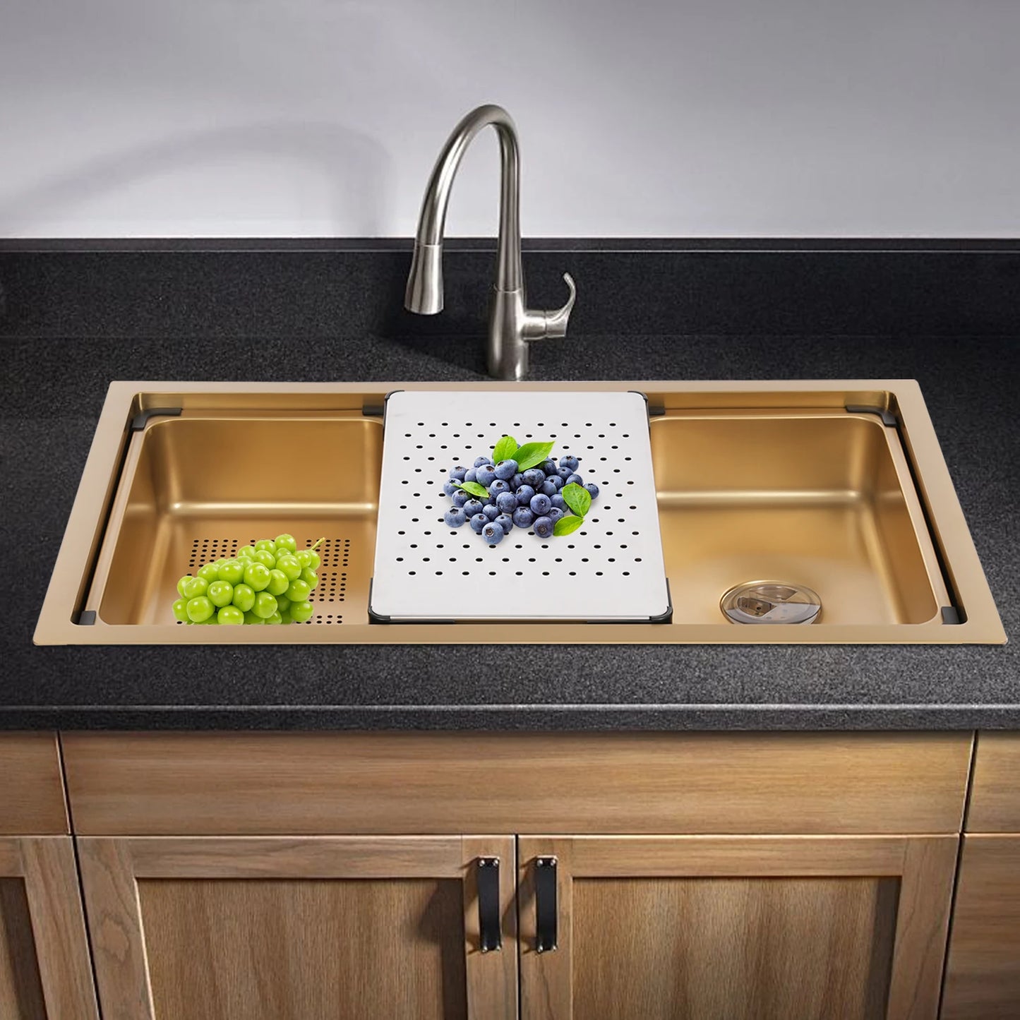 Gold 30 × 18 × 9 Inch 304 Stainless Steel Sink Undercarriage Kitchen Sink Stainless Steel Sink For Restaurants Dessert Shops Etc