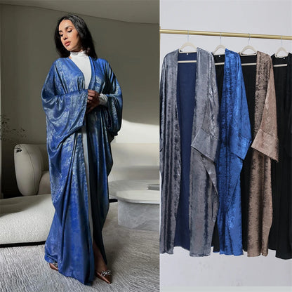 Ramadan Shiny Satin Open Kimono Abaya Dubai Luxury 2025 Muslim Kaftan Dress Abayas For Women Islam Clothing Robe Femme Musulmane