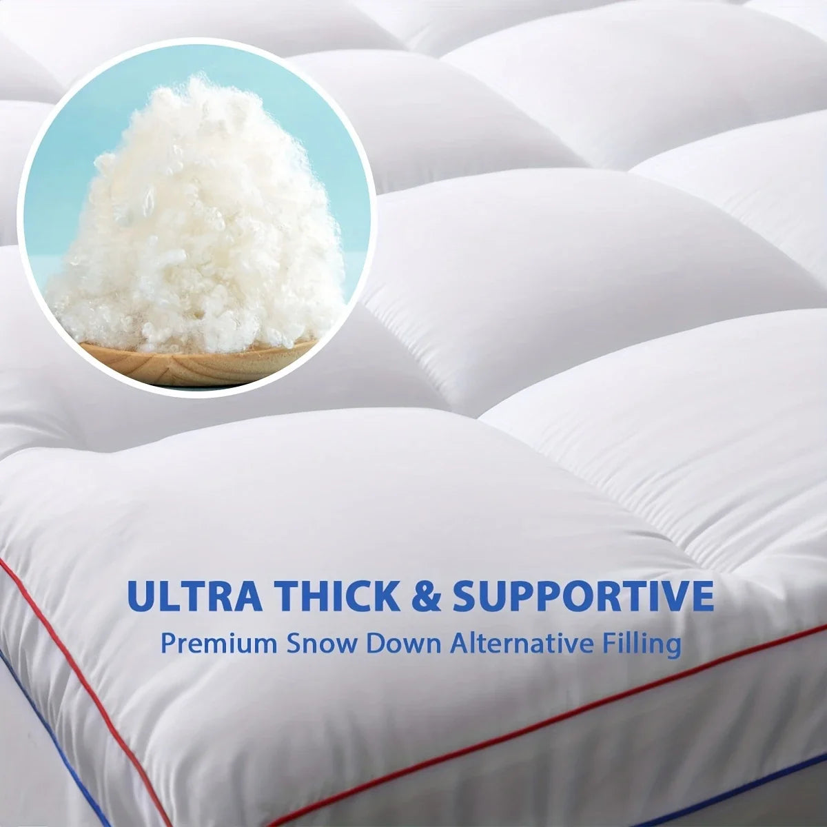 Cooling Mattress Topper , Extra Thick Mattress Pad Pillow Top Mattress Cover Quilted Fitted Mattress Protector.