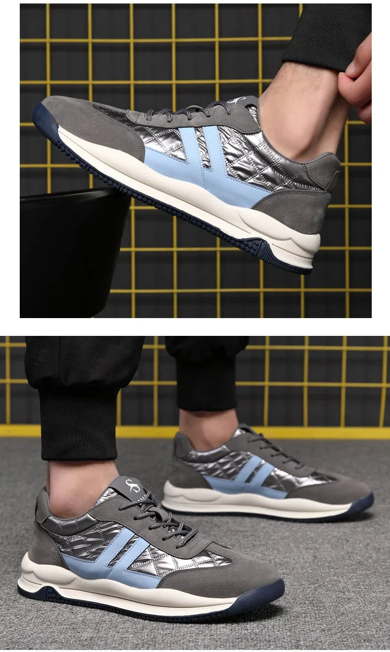 Genuine Leather Lift Sneakers Men Height Increase Insoles 6/8cm High Quality Elevator Shoes Comfortable Breathable Casual Sports