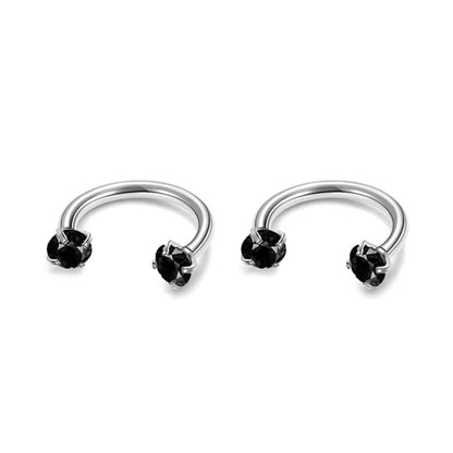 2Pcs 6/8/10mm Stainless Steel Zircon Piercings Earrings Horseshoe Ring Piercing Nose Ear Belly Rings Body Jewelry For Women/Men.