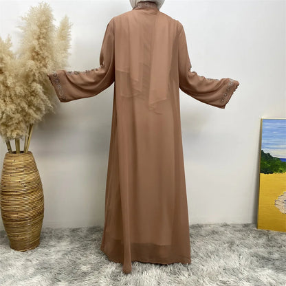Luxury Diamonds Kimono Open Abayas for Women Muslim Dress Morocco Kaftan Dubai Turkey Party Gown Kebaya Islam Jalabiya Ramadan